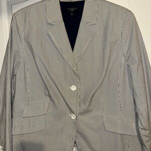 Talbots Women's Pinstripe Blazer - Black and White